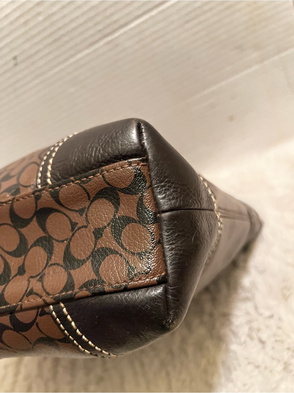 Vintage Coach Chelsea Heritage Brown Signature Stripe Tote - Picture 5 of 11
